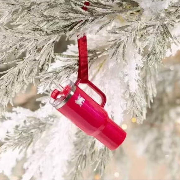 2 STANLEY mini quencher Water Bottle Keychain Christmas Ornament Charm Set of 2 - Picture 8 of 10